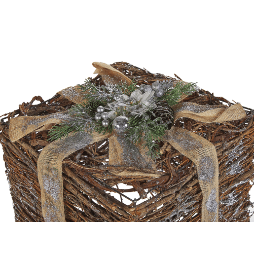 Conjunto de 2 decorações de presente de natal prateados INARI