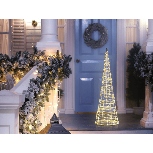 Decoração para exterior árvore de Natal prateada com LED 57 cm KOTALA Decoração para exterior árvore de Natal prateada com LED 57 cm KOTALA