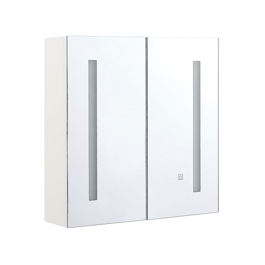 Móvel de casa de banho suspenso com espelho LED CHABUNCO 60 cm 60 cm Branco