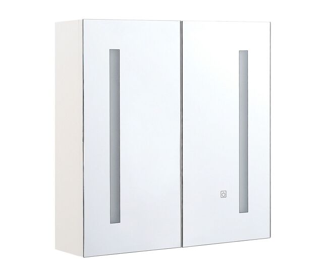 Armario con espejo de pared para baño LED CHABUNCO 60 cm 60 cm Blanco