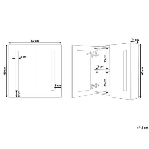Móvel de casa de banho suspenso com espelho LED CHABUNCO 60 cm 60 cm Branco