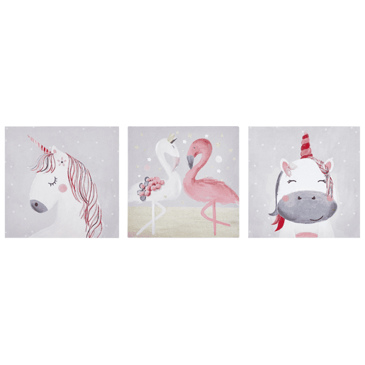Conjunto de 3 telas TIMIA Motivo animal 30 x 30 cm Cinzento