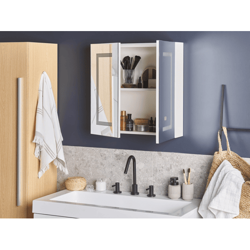Móvel de casa de banho suspenso com espelho LED MAZARREDO 60 cm 60 cm Branco