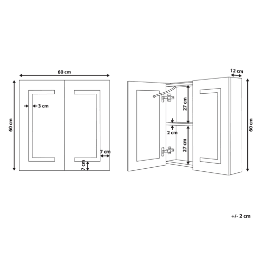 Móvel de casa de banho suspenso com espelho LED MAZARREDO 60 cm 60 cm Branco