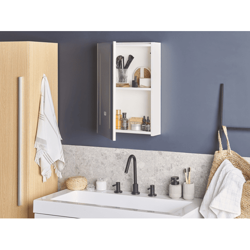 Móvel de casa de banho suspenso com espelho LED CAMERON 40 cm 60 cm Branco