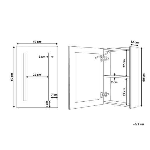 Móvel de casa de banho suspenso com espelho LED CAMERON 40 cm 60 cm Branco