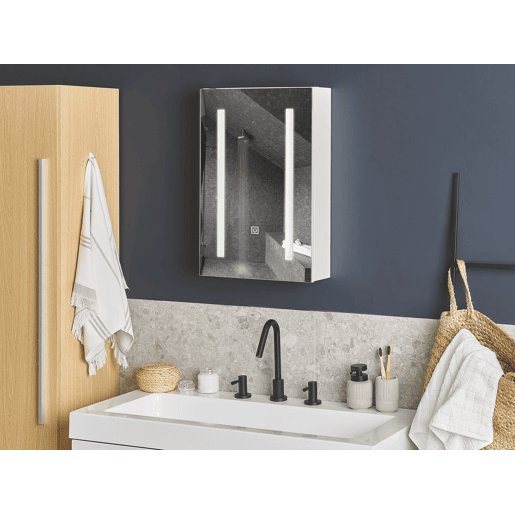 Móvel de casa de banho suspenso com espelho LED CAMERON 40 cm 60 cm Branco