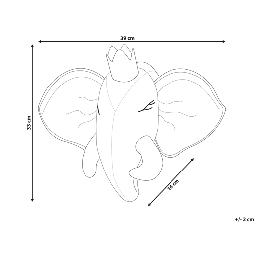Decoração de parede para crianças Elefante TANTOR Algodão 33 cm Cinzento