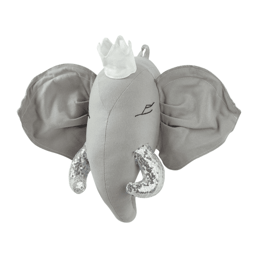 Decoração de parede para crianças Elefante TANTOR Algodão 33 cm Cinzento