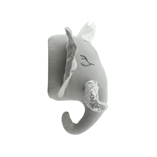 Decoração de parede para crianças Elefante TANTOR Algodão 33 cm Cinzento