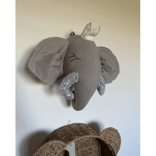 Decoração de parede para crianças Elefante TANTOR Algodão 33 cm Cinzento