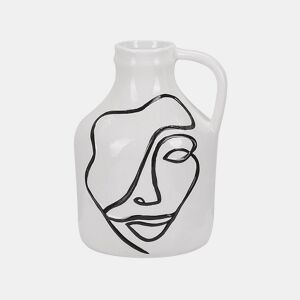 Jarro de flores AGRINION Grés 19 cm Branco