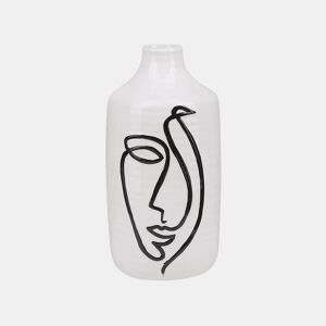 Jarro de flores AENUS Grés 22 cm Branco