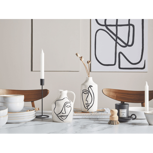 Jarro de flores AENUS Grés 22 cm Branco Jarro de flores AENUS Grés 22 cm Branco