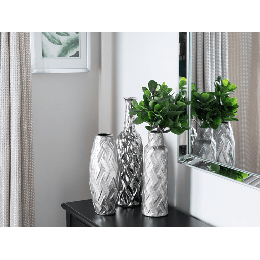 Jarro decorativo BASSANIA Grés 45 cm Prateado