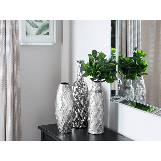 Jarro decorativo BASSANIA Grés 45 cm Prateado