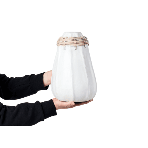Jarro decorativo KAMPAR Cerâmica 30 cm Branco