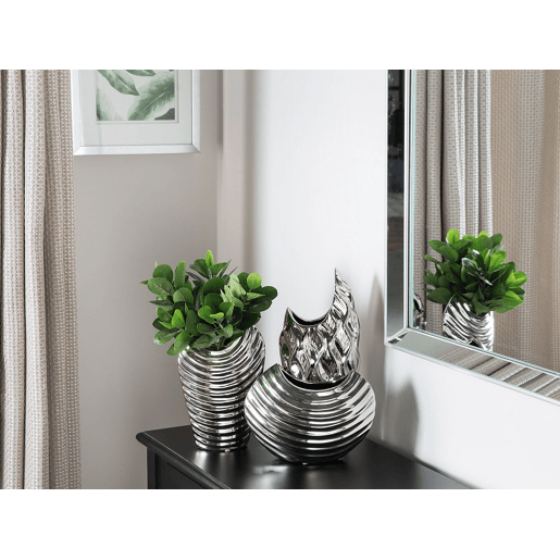 Jarro decorativo ECETRA Grés 26 cm Prateado