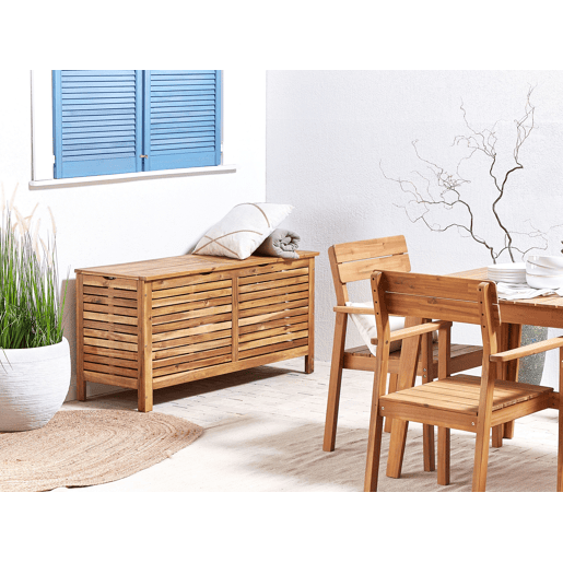 Caixa de arrumação RIVIERA Madeira de acácia 130 cm 48 cm Castanho claro