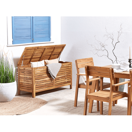 Caixa de arrumação RIVIERA Madeira de acácia 130 cm 48 cm Castanho claro