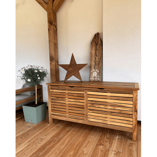 Caixa de arrumação RIVIERA Madeira de acácia 130 cm 48 cm Castanho claro