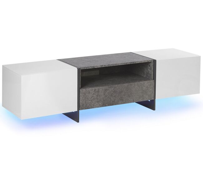 Mueble TV LED RUSSEL Gris efecto hormigón