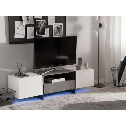 Móvel de TV LED RUSSEL Efeito de betão cinzento