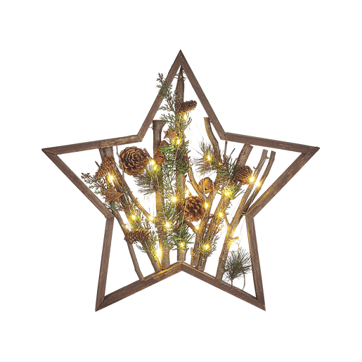 Figura decorativa LED em madeira escura 46 cm DOKKA