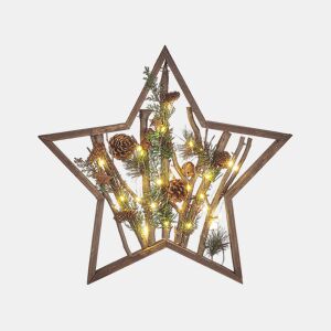 Figura decorativa LED em madeira escura 46 cm DOKKA