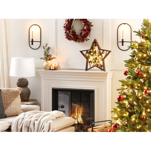 Figura decorativa LED em madeira escura 46 cm DOKKA