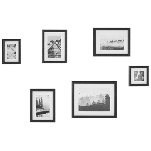 Conjunto de 6 molduras para fotografias ZINARE Paisagem Preto