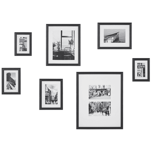 Conjunto de 7 molduras para fotografias ZINARE Motivo urbano Preto