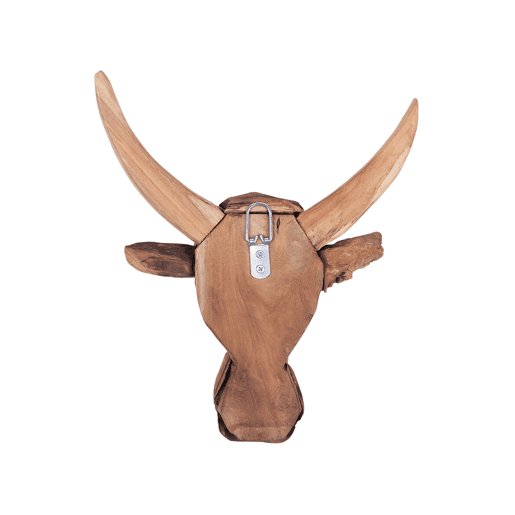 Figura de parede Touro BULL HEAD Madeira de teca 34 cm Castanho