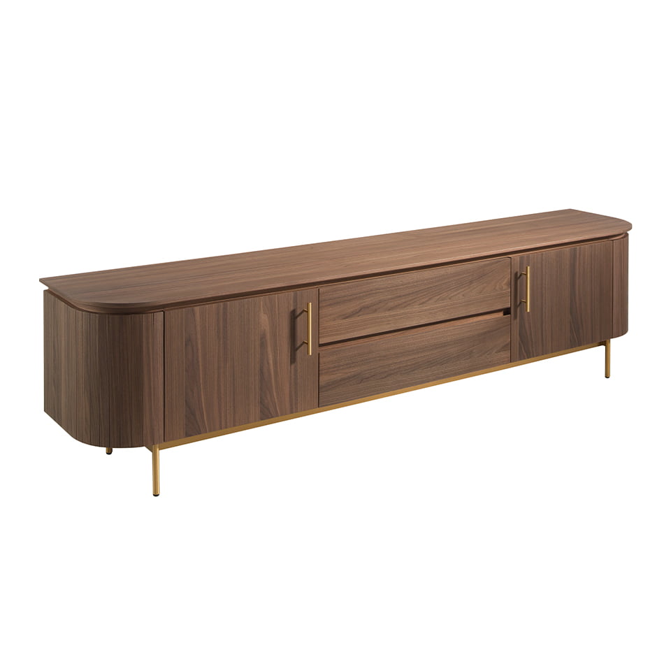 Mueble TV en madera nogal y acero