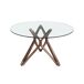 ANGEL CERDA Mesa comedor redonda cristal templado y nogal 140x140 ANGEL CERDA Mesa comedor redonda cristal templado y nogal 140x140 Nogal