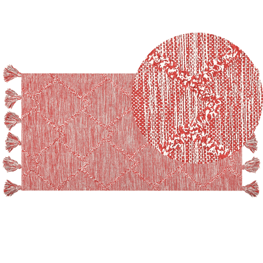 Tapete NIGDE Vermelho 80 x 150 cm Algodão