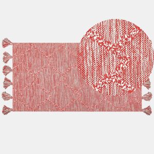 Tapete NIGDE Vermelho 80 x 150 cm Algodão