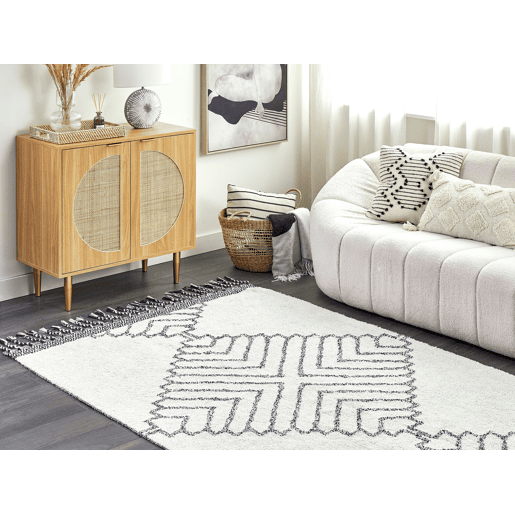 Tapete ERAY Creme claro 140 x 200 cm Algodão