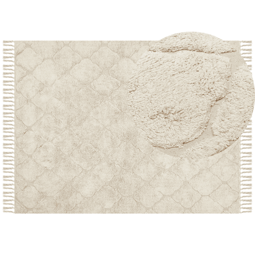 Tapete SILCHAR Creme 160 x 230 cm Algodão Tapete SILCHAR Creme 160 x 230 cm Algodão