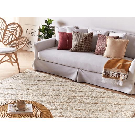 Tapete SILCHAR Creme 160 x 230 cm Algodão Tapete SILCHAR Creme 160 x 230 cm Algodão