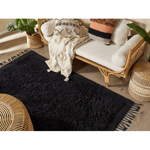 Tapete BITLIS Preto 140 x 200 cm Algodão