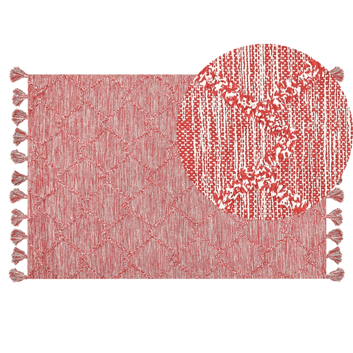 Tapete NIGDE Vermelho 140 x 200 cm Algodão Tapete NIGDE Vermelho 140 x 200 cm Algodão