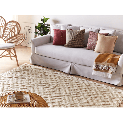 Tapete ARDAHAN Creme 140 x 200 cm Algodão