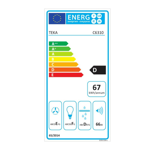 Extrator Convencional Teka C6310WH 60 cm 235 m3h 66 dB 186W