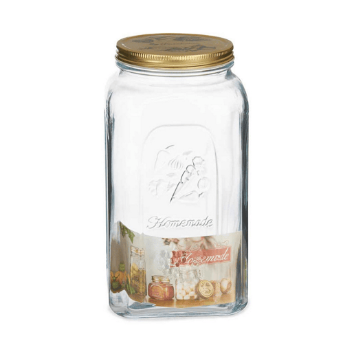 Frasco Homemade Dourado Transparente Metal Vidro (3 L) (13 x 25 x 13 cm)