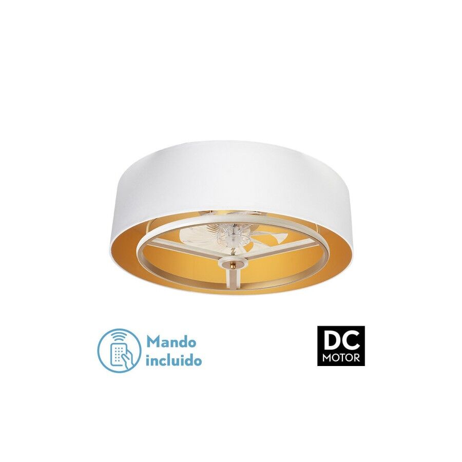 Ventilador De Techo Dc Anuska Blanco 70cm Led Cct Regulable Control Remoto Con Temporizado