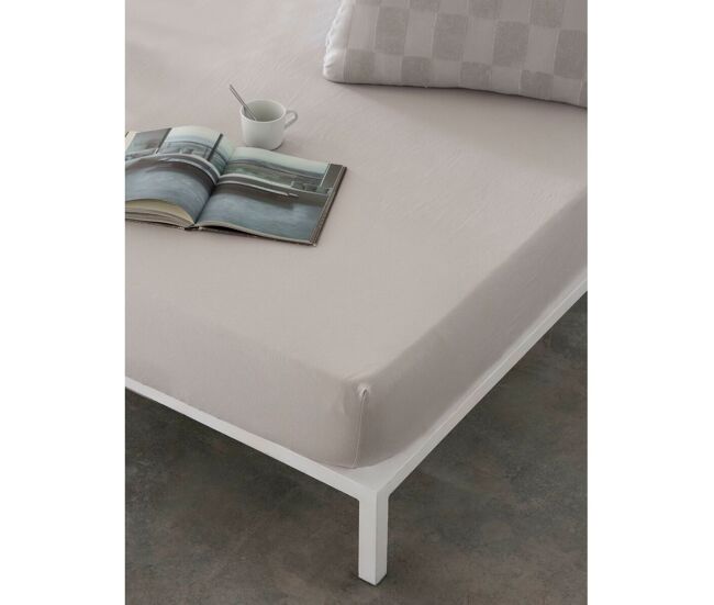 Sábana bajera ajustable naturals elba gris claro 150 x 200 (cama de 150)