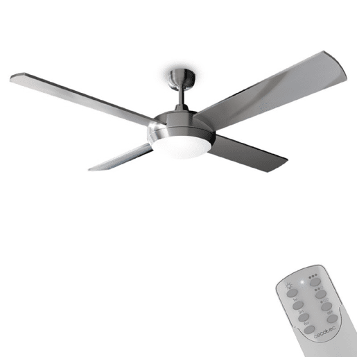 Cecotec Ventoinha de teto de 52u2019u2019 com 4 pás, 60 W, lâmpada LED com função VerãoInverno.
