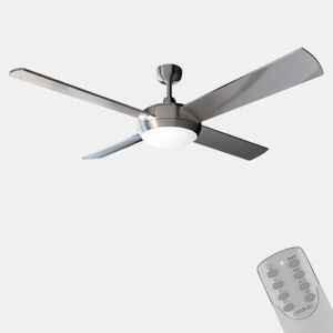 Cecotec Ventoinha de teto de 52u2019u2019 com 4 pás, 60 W, lâmpada LED com função VerãoInverno.