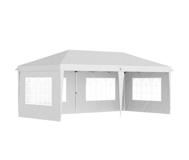 Outsunny carpa plegable 6x3 m, pop-up, con 4 laterales desmontables, cenador de jardín con 4 ventanas visibles y bolsa de transporte, impermeable,